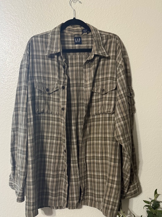 GAP Other - Vintage 90s GAP Plaid Flannel Shirt Men's Large Brown Earth Tone Grunge May 1999